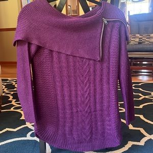Women’s plum-colored cowl-neck(with zipper) sweater